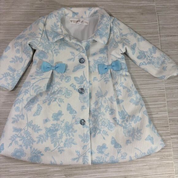 Nanette Lepore Other - NANETTE BABY 3-6 MONTHS Infant cottage core coat with bows white + blue EUC